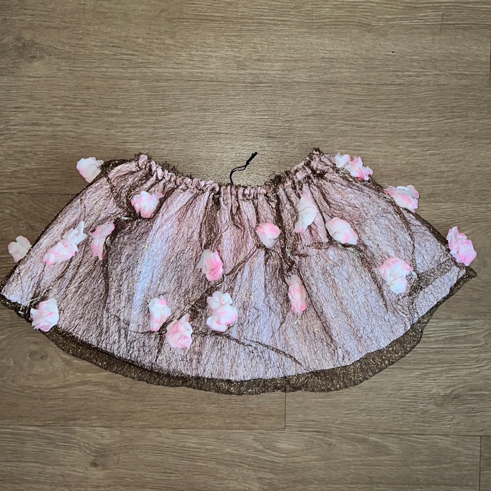 Pink and gold costume ballet skirt with flowers